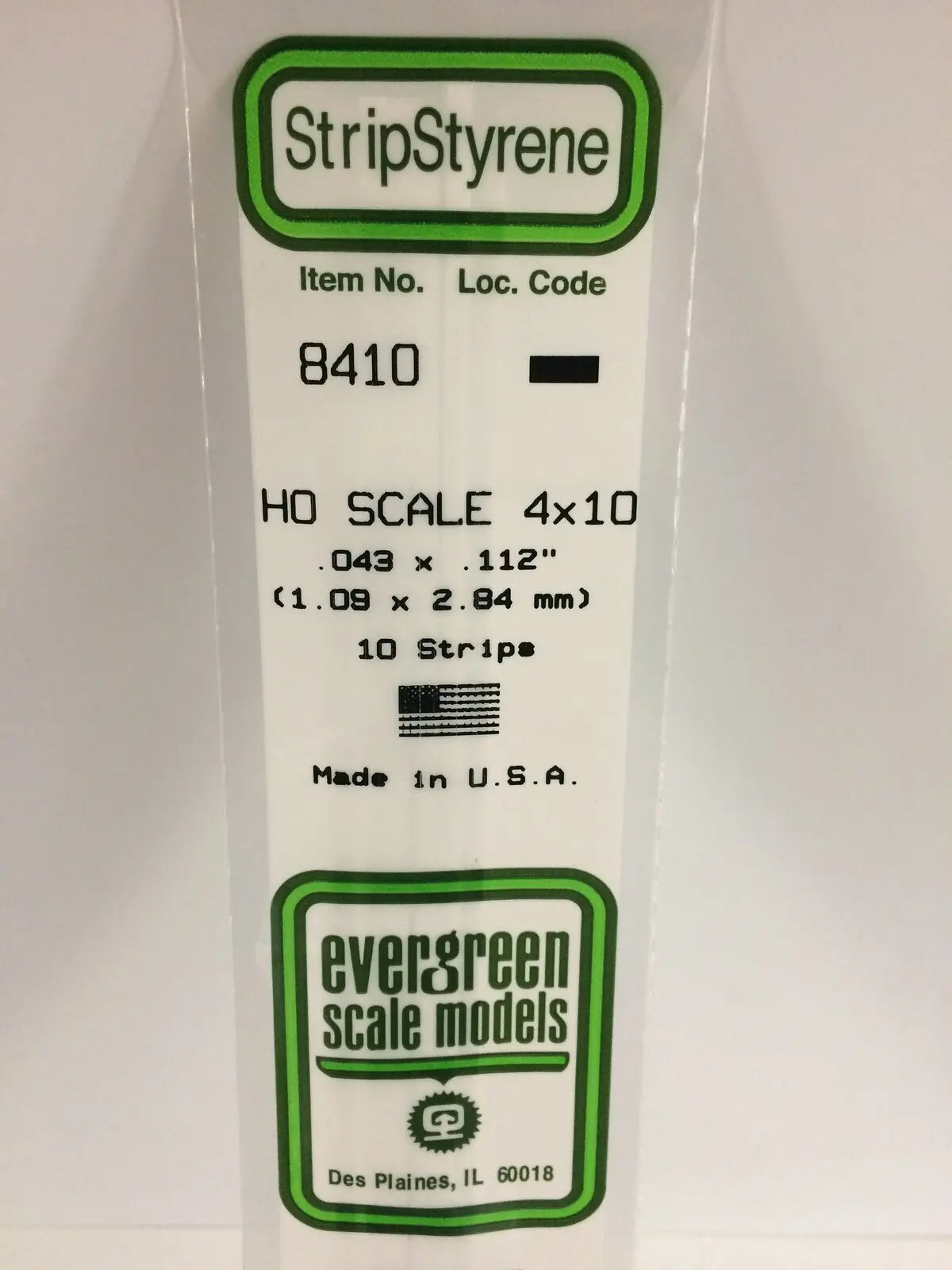 Evergreen White Polystyrene HO Scale Strip 0.046 x 0.115 x 14" (10) Evergreen