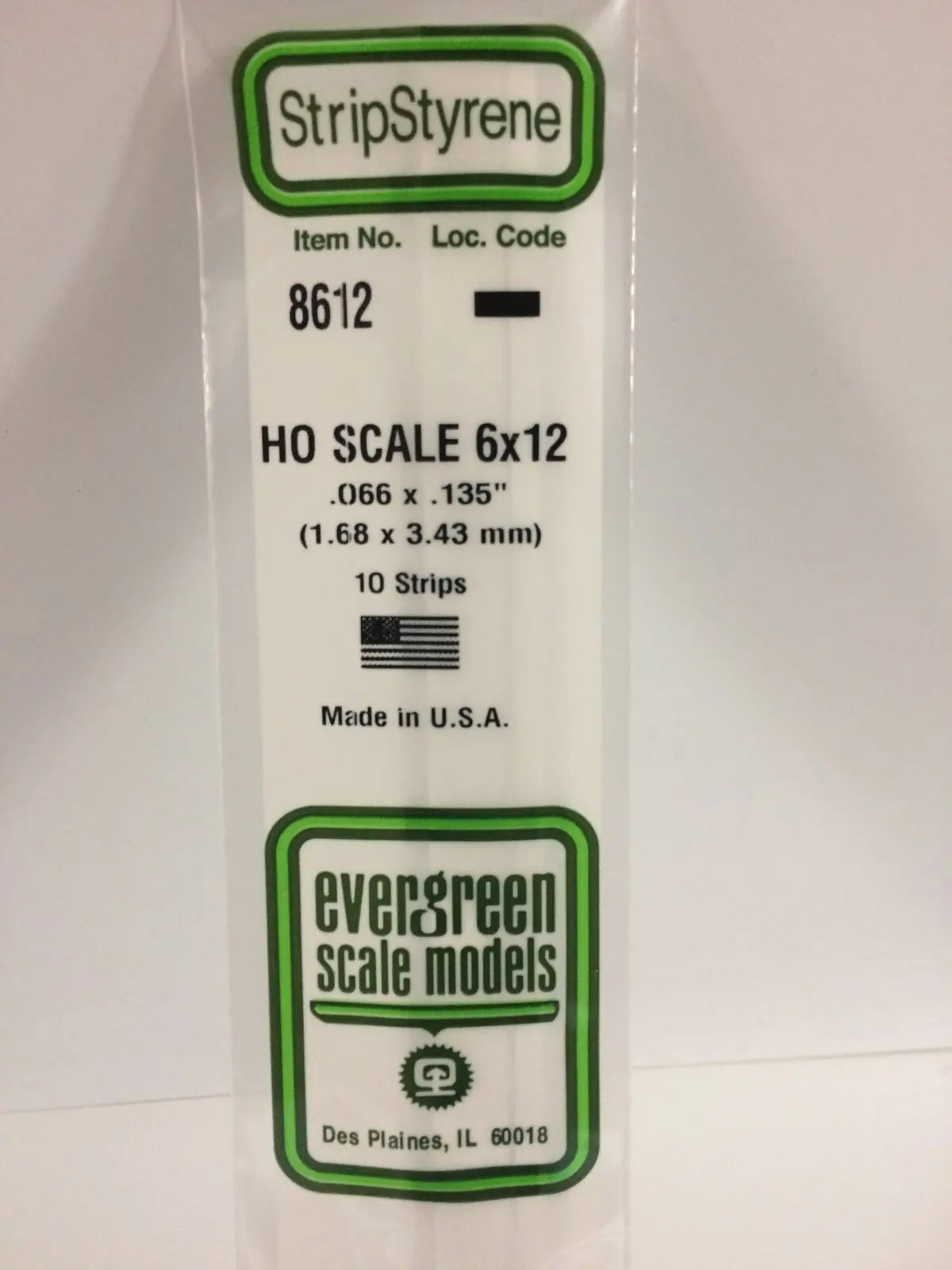 Evergreen White Polystyrene HO Scale Strip 0.069 x 0.138 x 14" (10) Evergreen