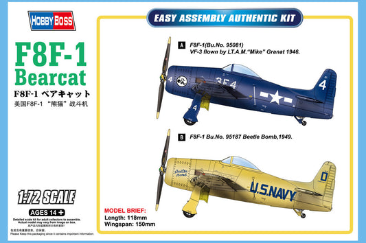 HobbyBoss 1/72 F8F-1 Bearcat Plastic Model Kit