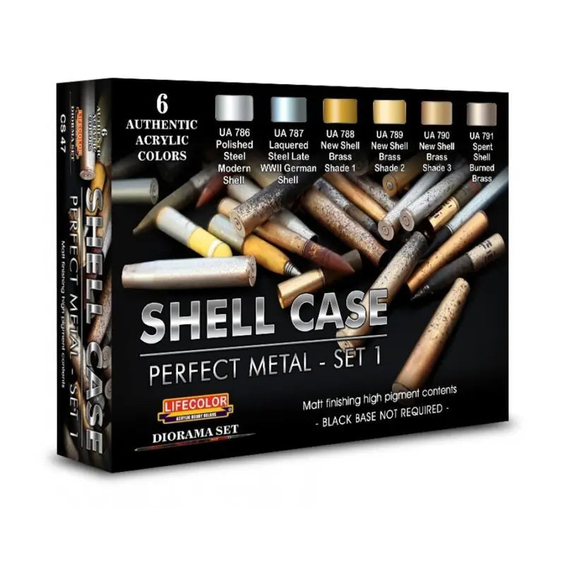 Lifecolor Shell Case Metal Colour Set 1 Acrylic Paint Set 6 x 22ml Lifecolor