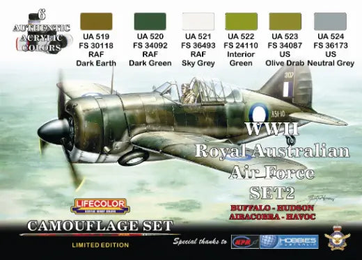 Lifecolor Royal Australian Airforce #2 Acrylic Paint Set 6 x 22ml Lifecolor