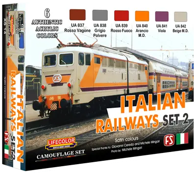 Lifecolor Italian Railways Set 2 6 Colour Acrylic Paint Set 6 x 22ml Lifecolor
