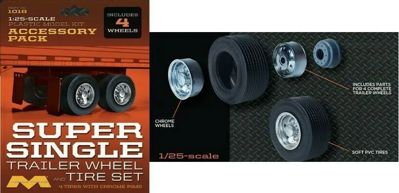 Moebius 1/25 Super Single Trailer Wheel & Tire Set Plastic Model Kit - Franklin Hobbies Ltd