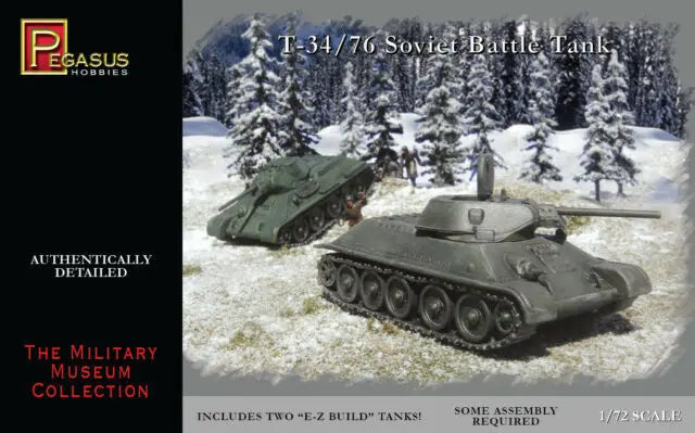 Pegasus 1/72 T-34/76 Soviet Battle Tanks (2) Plastic Model Kit - Franklin Hobbies Ltd