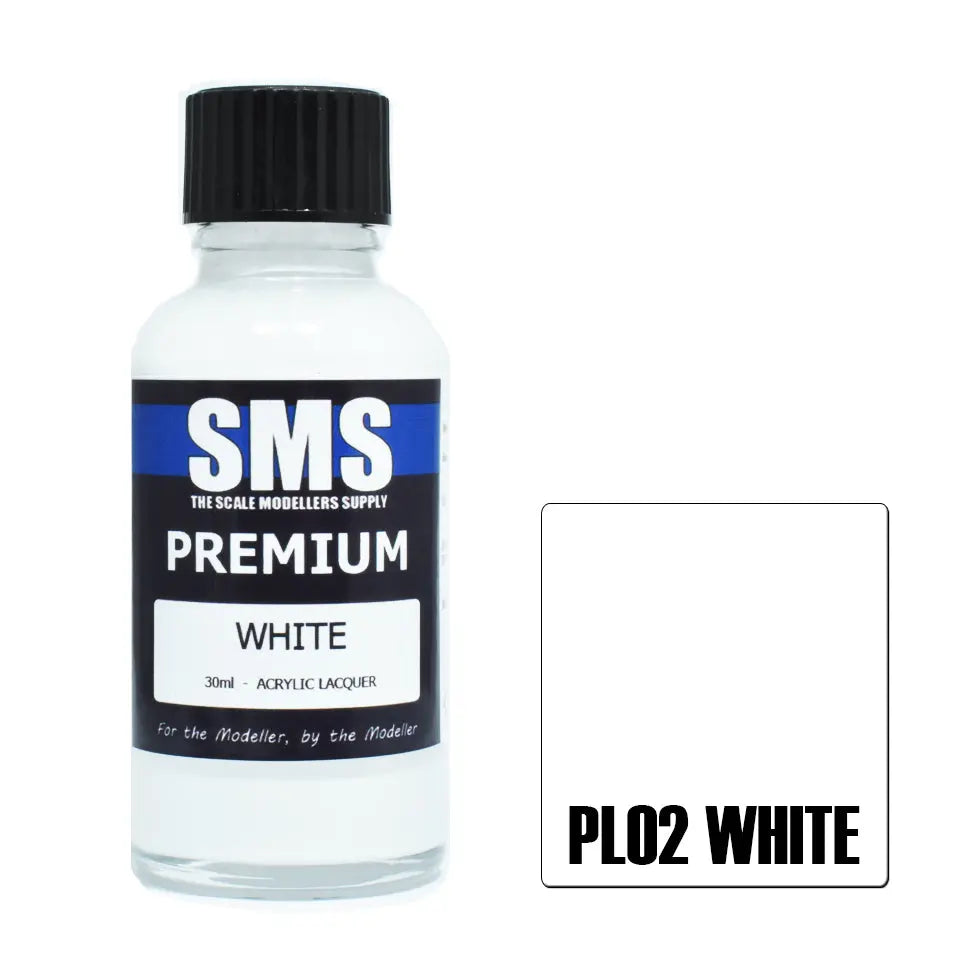 SMS Premium Acrylic Lacquer White 30ml The Scale Modellers Supply