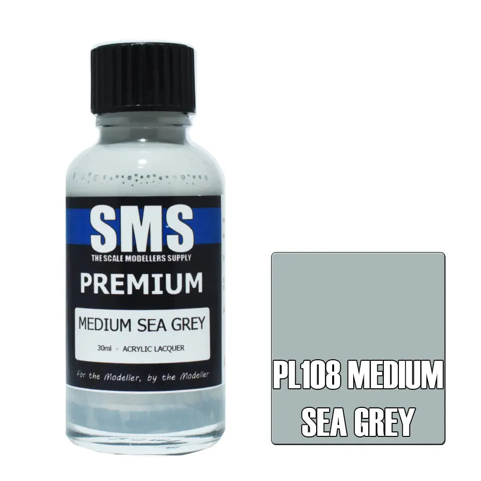 SMS Premium Acrylic Lacquer Medium Sea Grey 30ml The Scale Modellers Supply