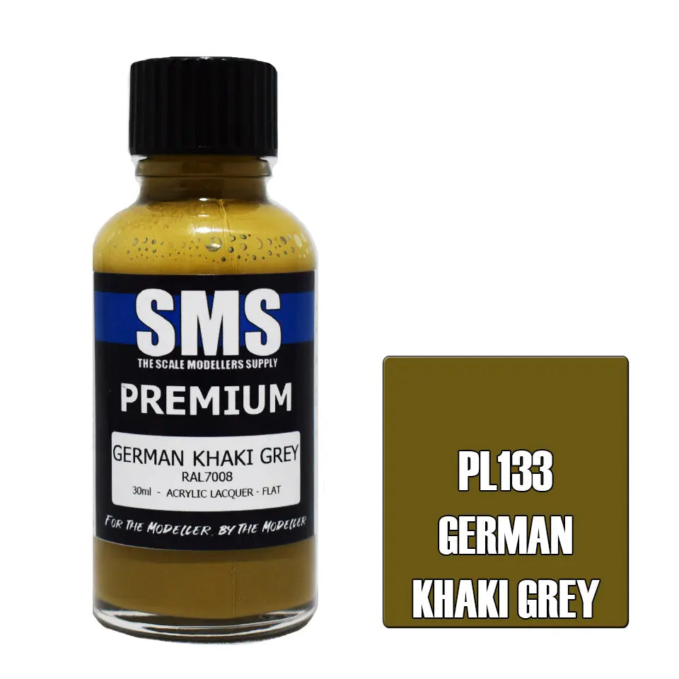 SMS Premium Acrylic Lacquer German Khaki Grey RAL7008 30ml The Scale Modellers Supply