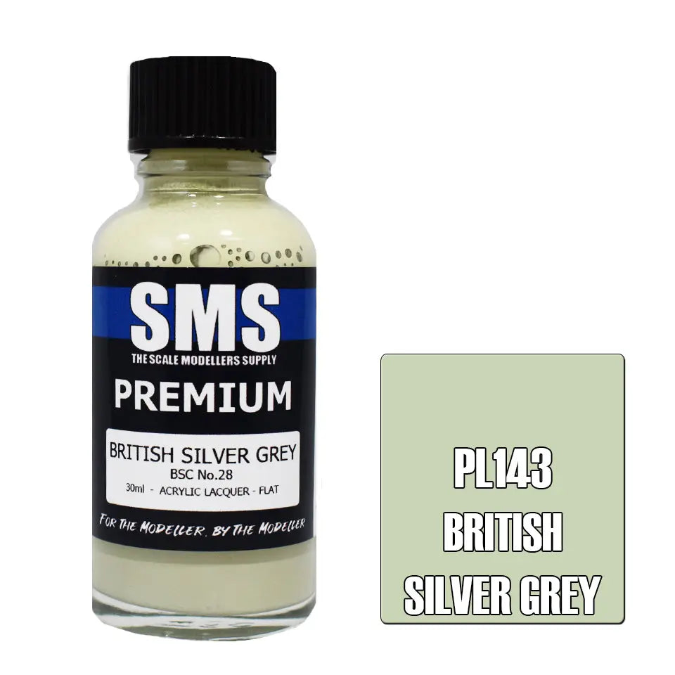 SMS Premium Acrylic Lacquer British Silver Grey BSC No.28 30ml The Scale Modellers Supply