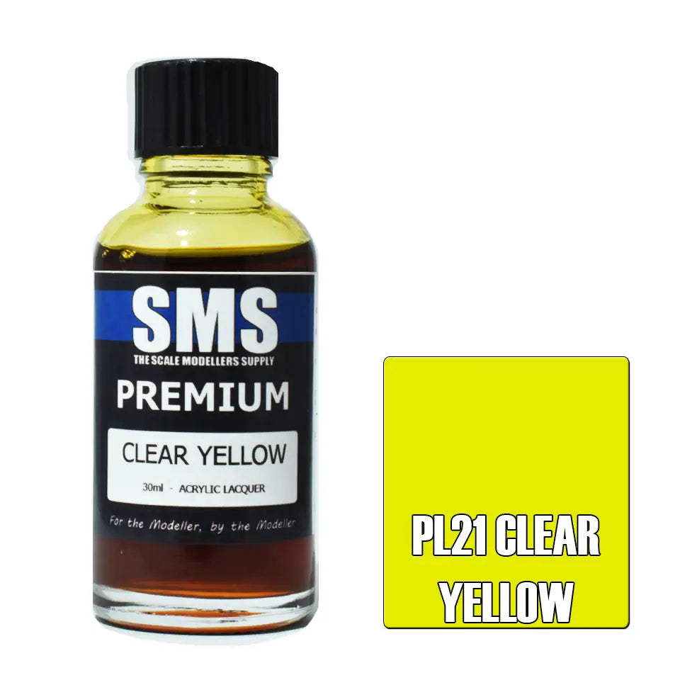 SMS Premium Acrylic Clear Yellow 30ml The Scale Modellers Supply