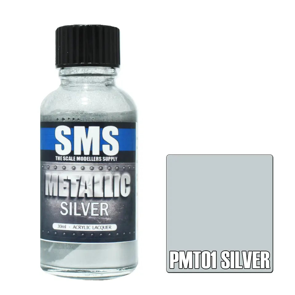 SMS Metallic Acrylic Lacquer Silver 30ml The Scale Modellers Supply