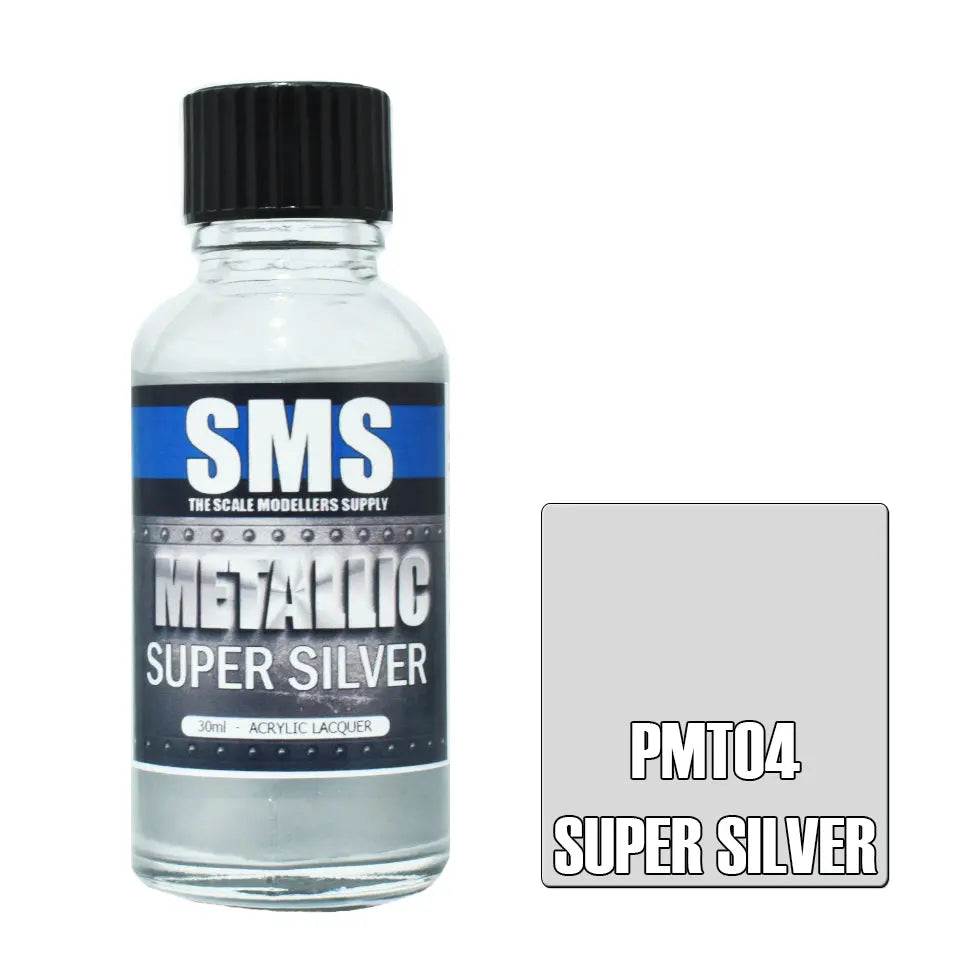 SMS Metallic Acrylic Lacquer Super Silver 30ml The Scale Modellers Supply