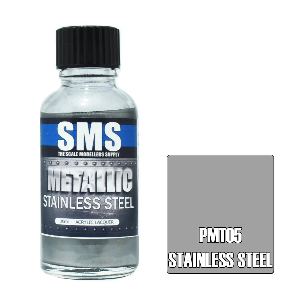 SMS Metallic Acrylic Lacquer Stainless Steel 30ml The Scale Modellers Supply