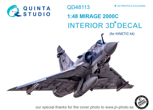 Quinta studio 1:48 Mirage 2000C 3D-Printed & coloured Interior on decal paper (for Kinetic kit) Quinta Studios