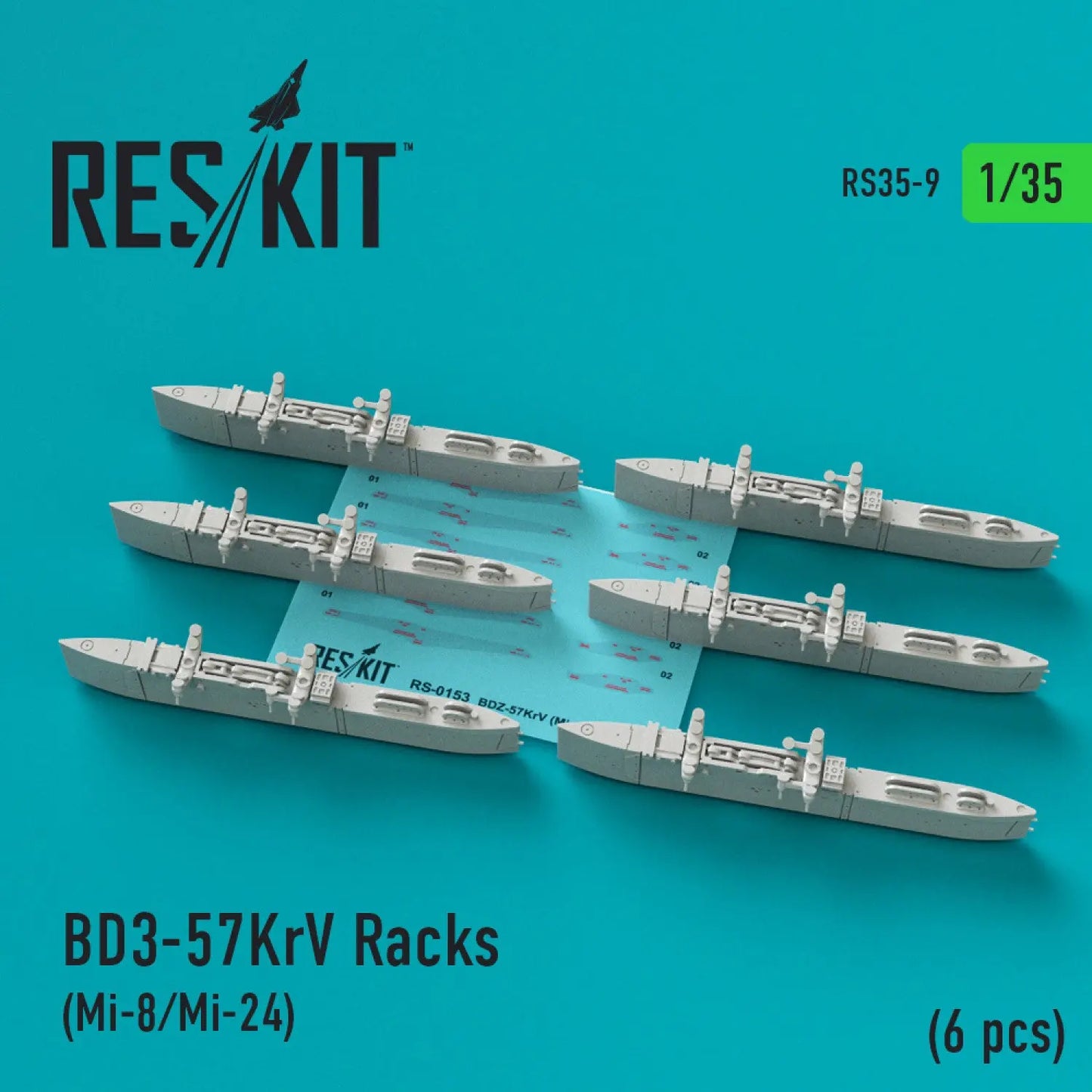 Res/Kit 1:35 BD3-57KRV Racks (Mi-8/Mi-24) 6 Pieces Res/Kit