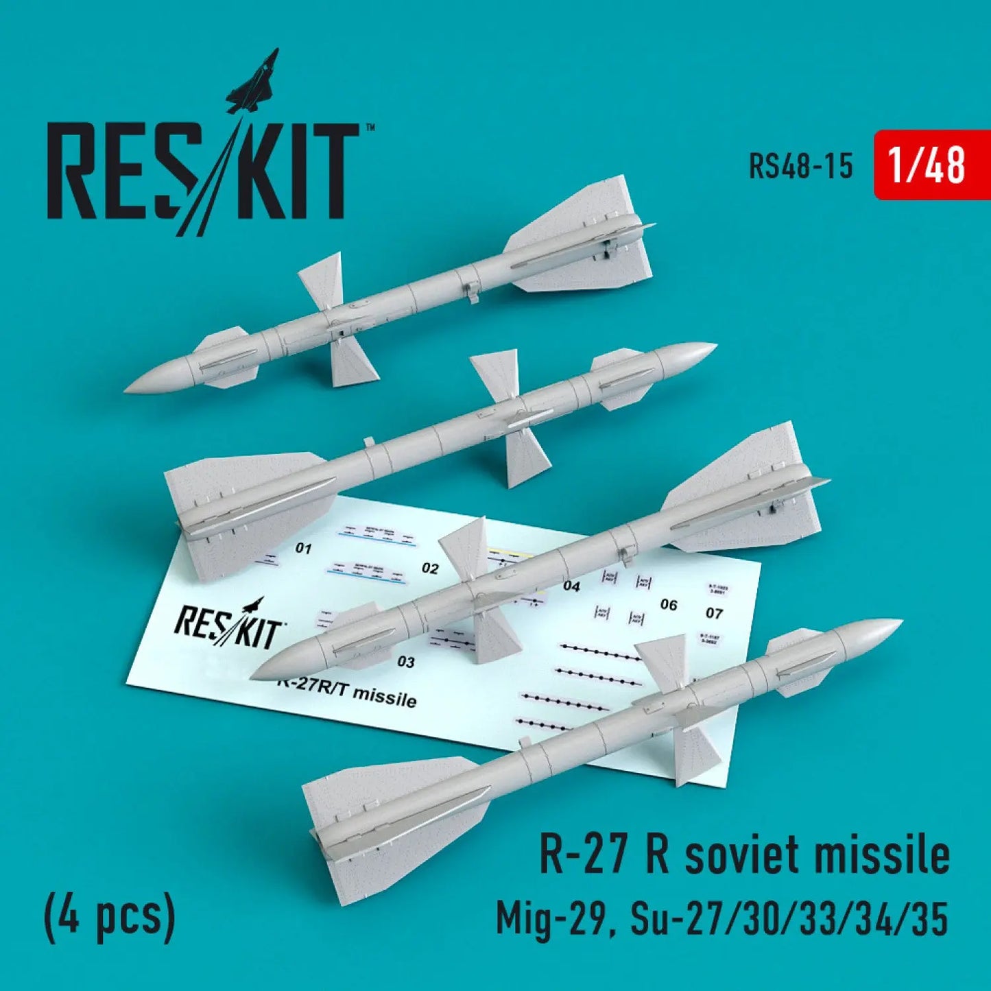 Res/Kit 1:48 R-27 R Soviet Missile 4 pces Res/Kit