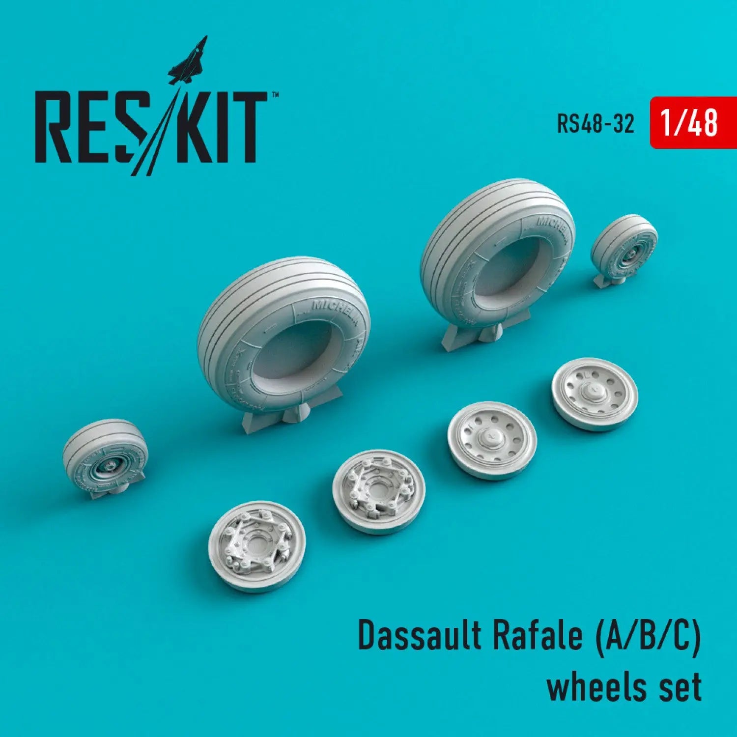 Res/Kit 1:48 Dassault Rafale (A/B/C) Wheels Set Res/Kit