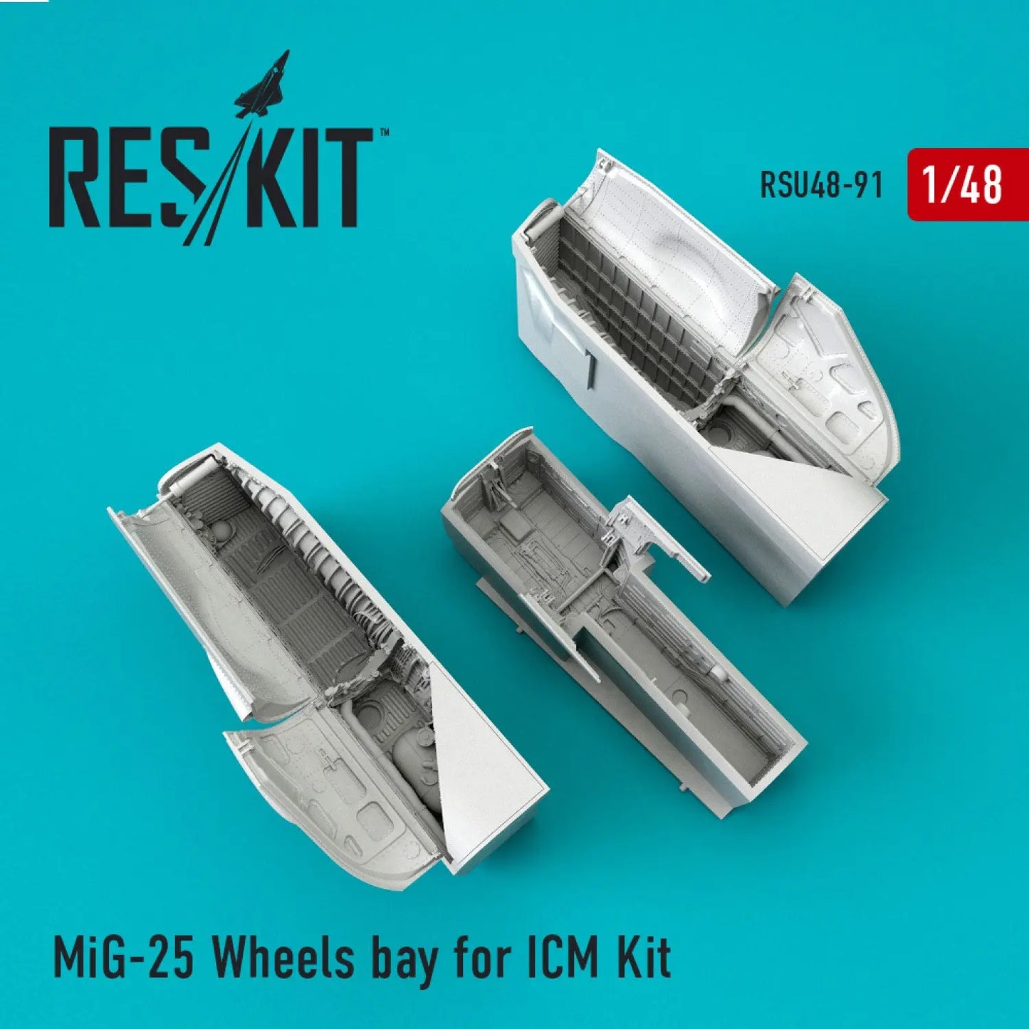 Res/Kit 1:48 MiG-25 Wheel Bays for ICM Kit Res/Kit