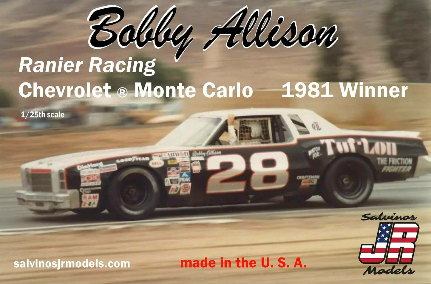 Salvinos J R BAMC1981R 1/25 Bobby Allison #28 Ranier Racing Chevy Monte Carlo 1981 Plastic Kit - Franklin Hobbies Ltd