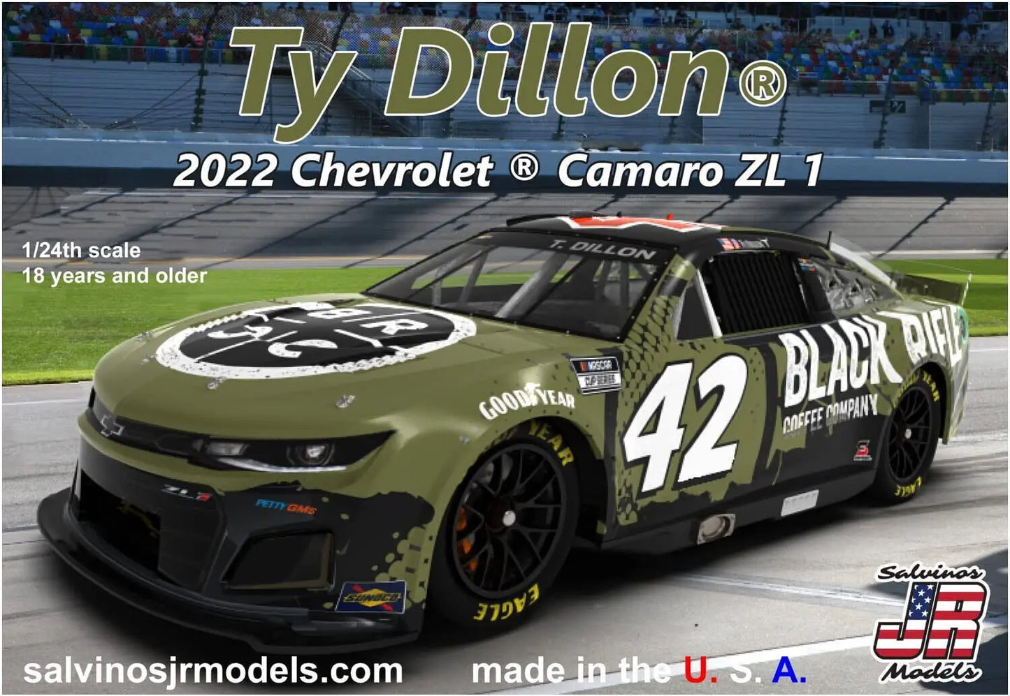 Salvinos J R 1/24 GMS Racing Ty Dillon 2022 Camaro - Primary Livery Plastic Model Kit - Franklin Hobbies Ltd