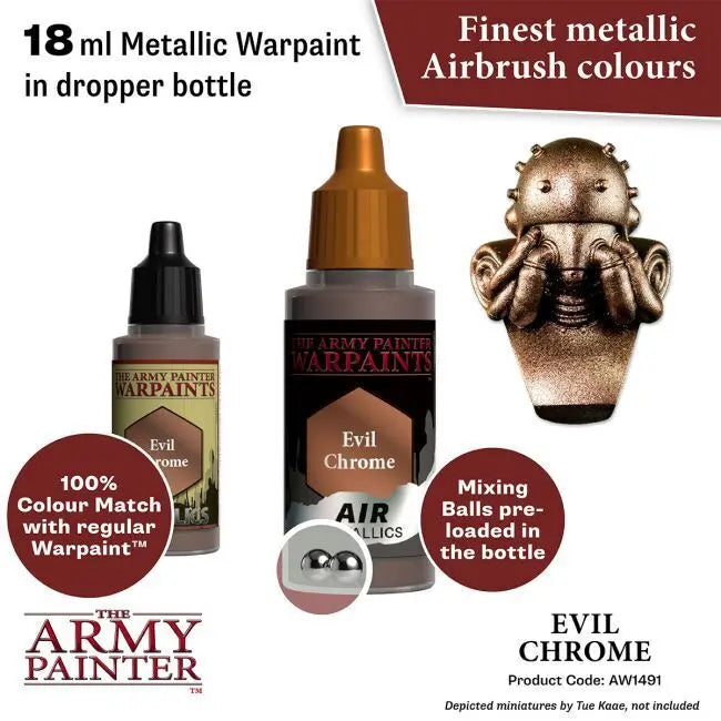 The Army Painter Warpaints Air: Evil Chrome - 18ml Acrylic Paint The Army Painter