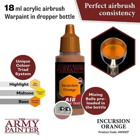 The Army Painter Warpaints Air: Incursion Orange - 18ml Acrylic Paint The Army Painter