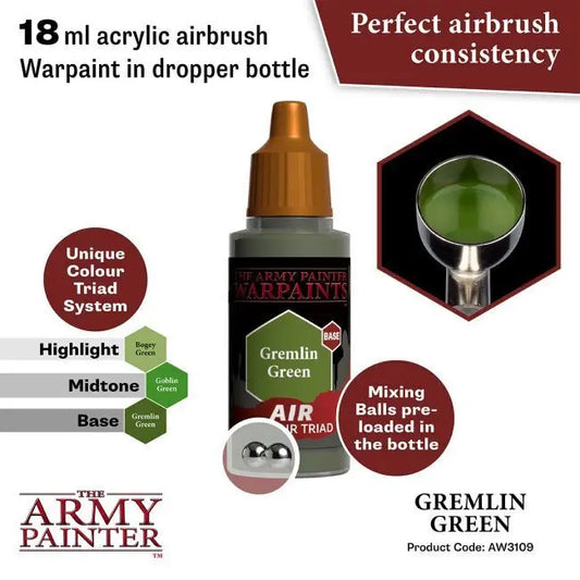 The Army Painter Warpaints Air: Gremlin Green - 18ml Acrylic Paint The Army Painter