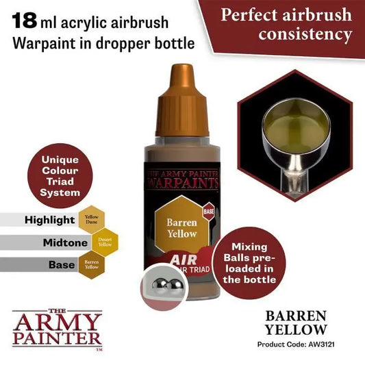 The Army Painter Warpaints Air: Barren Yellow - 18ml Acrylic Paint The Army Painter