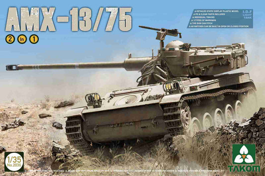 Takom 1/35 I.D.F Light Tank AMX-13/75 2 in 1 Plastic Model Kit Takom