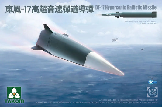 Takom 1/35 DF-17 Hypersonic Ballistic Missile Plastic Model Kit - Franklin Hobbies Ltd