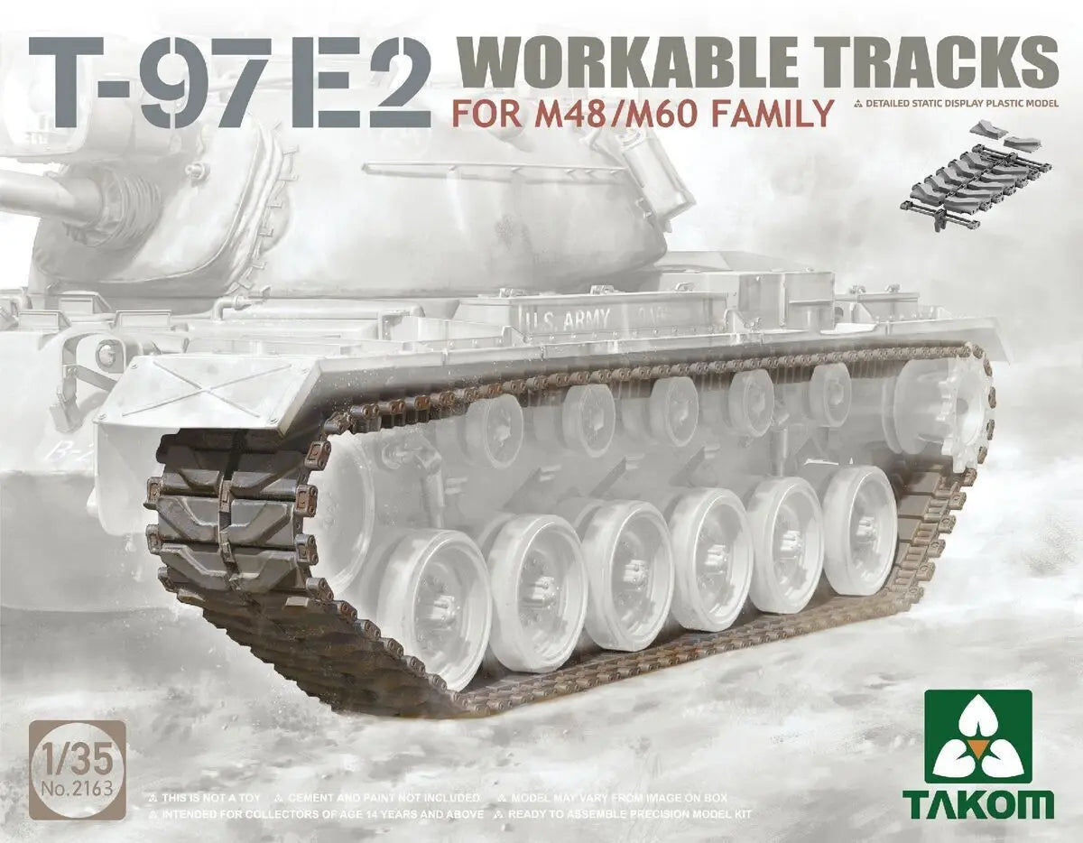 Takom 1/35 T-97E2 Workable Tracks For M48/M60 Family Plastic Model Kit - Franklin Hobbies Ltd