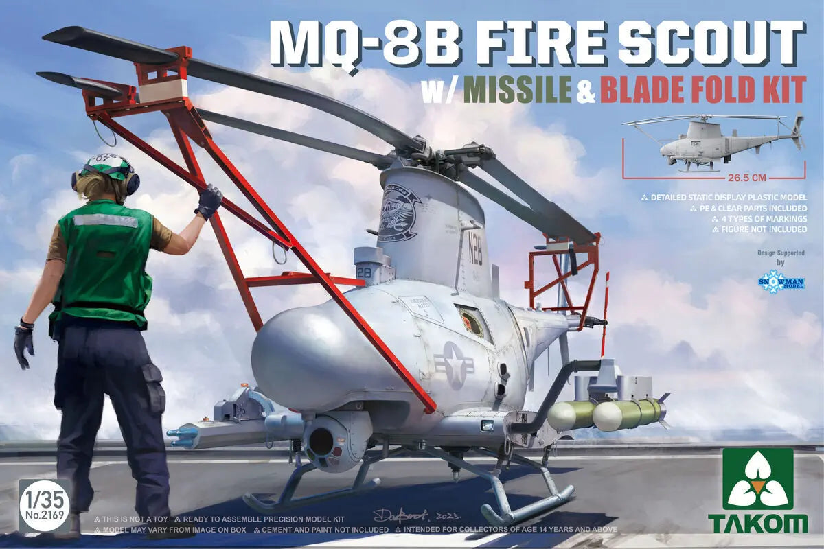 Takom 1/35 MQ-8B Fire Scout w/ Missile & Blade Fold Kit Plastic Model Kit Takom