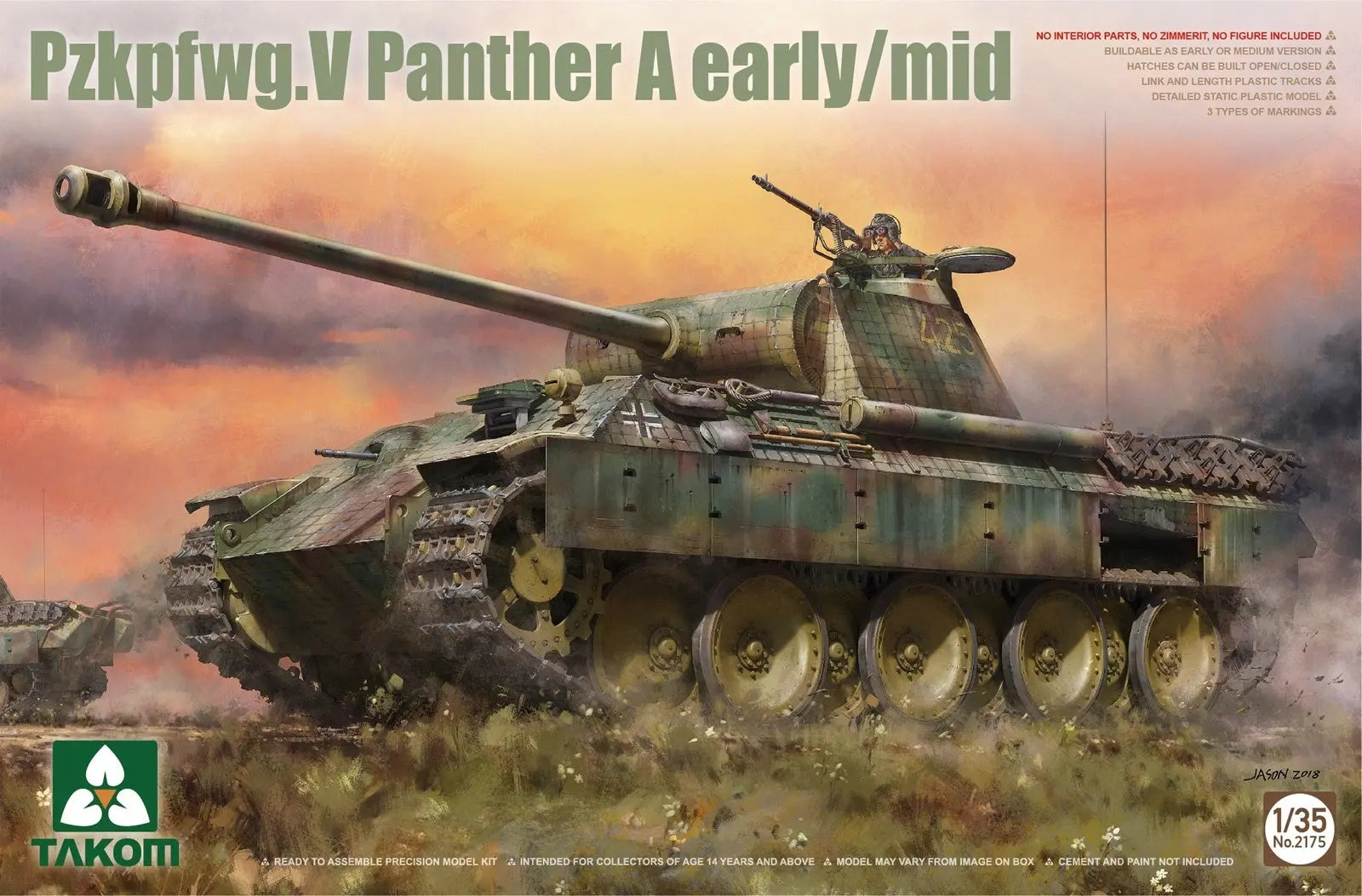 Takom 1/35 Pzkpfwg.V Panther A Early/Mid Plastic Model Kit Takom