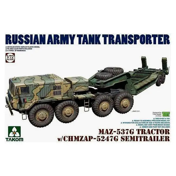 Takom 1/72 MAZ-537G TRACTOR w/CHMZAP-5247G SEMI TRAILER Plastic Model Kit - Franklin Hobbies Ltd