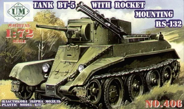 UM-MT 1/72 BT-5 TANK WITH ROCKET SYSTEM RS-132 mm Plastic Model Kit - Franklin Hobbies Ltd
