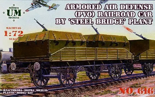 UM-MT 1/72 Armored Air Defense (PVO) Railroad car by steel bridge plant Plastic Model Kit - Franklin Hobbies Ltd