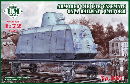 UM-MT 1/72 Armored car DTR-casemate on a railway platform Plastic Model Kit