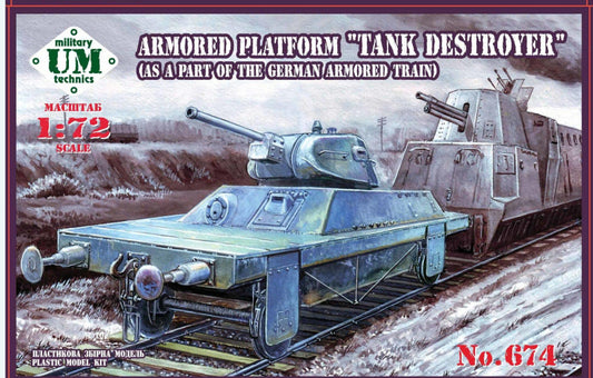 UM-MT 1/72 Armored platform "Tank destroyer " part of German armored train Plastic Model Kit