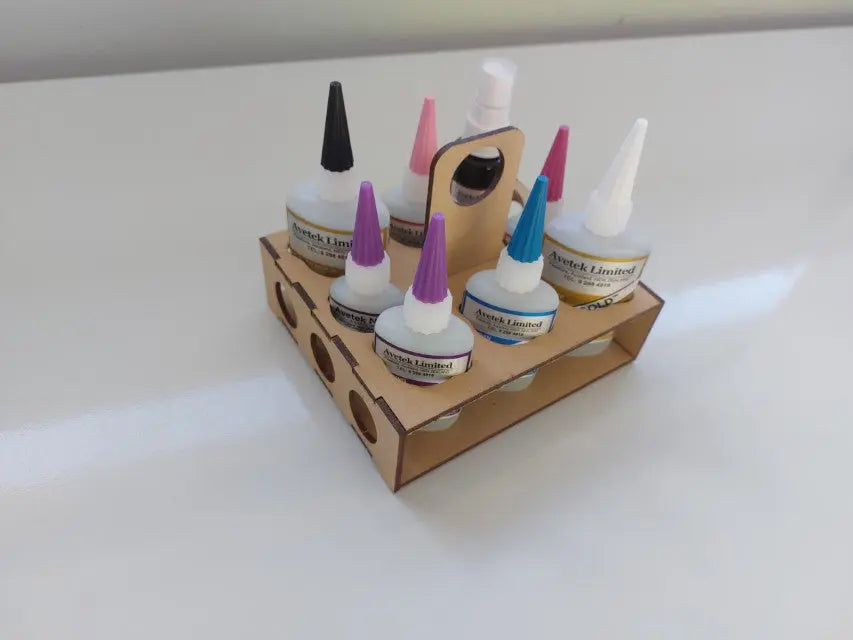 Avetek Glue Caddy for CA glue, Aliphatic and accelerator. Avetek