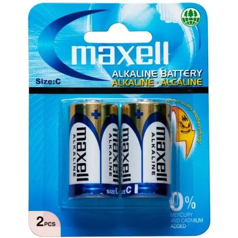 Maxell Alkaline C Size Batteries 2 pack Maxell