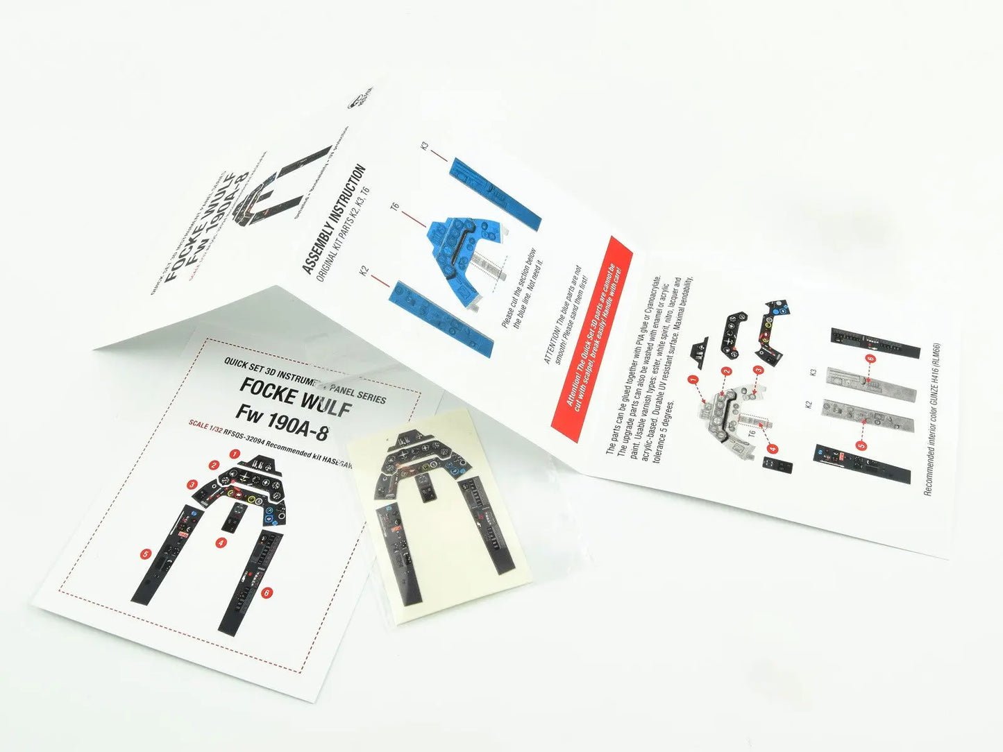 Red Fox Studio 1:32 Focke Wulf Fw 190A-8 Quick Set Instrument Panel (for Hasegawa) Red Fox Studio