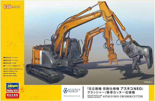 Hasegawa 1/35 Hitachi Construction Machinery Double Arm Working Machine ASTACO NEO Crusher/Steel Cutter