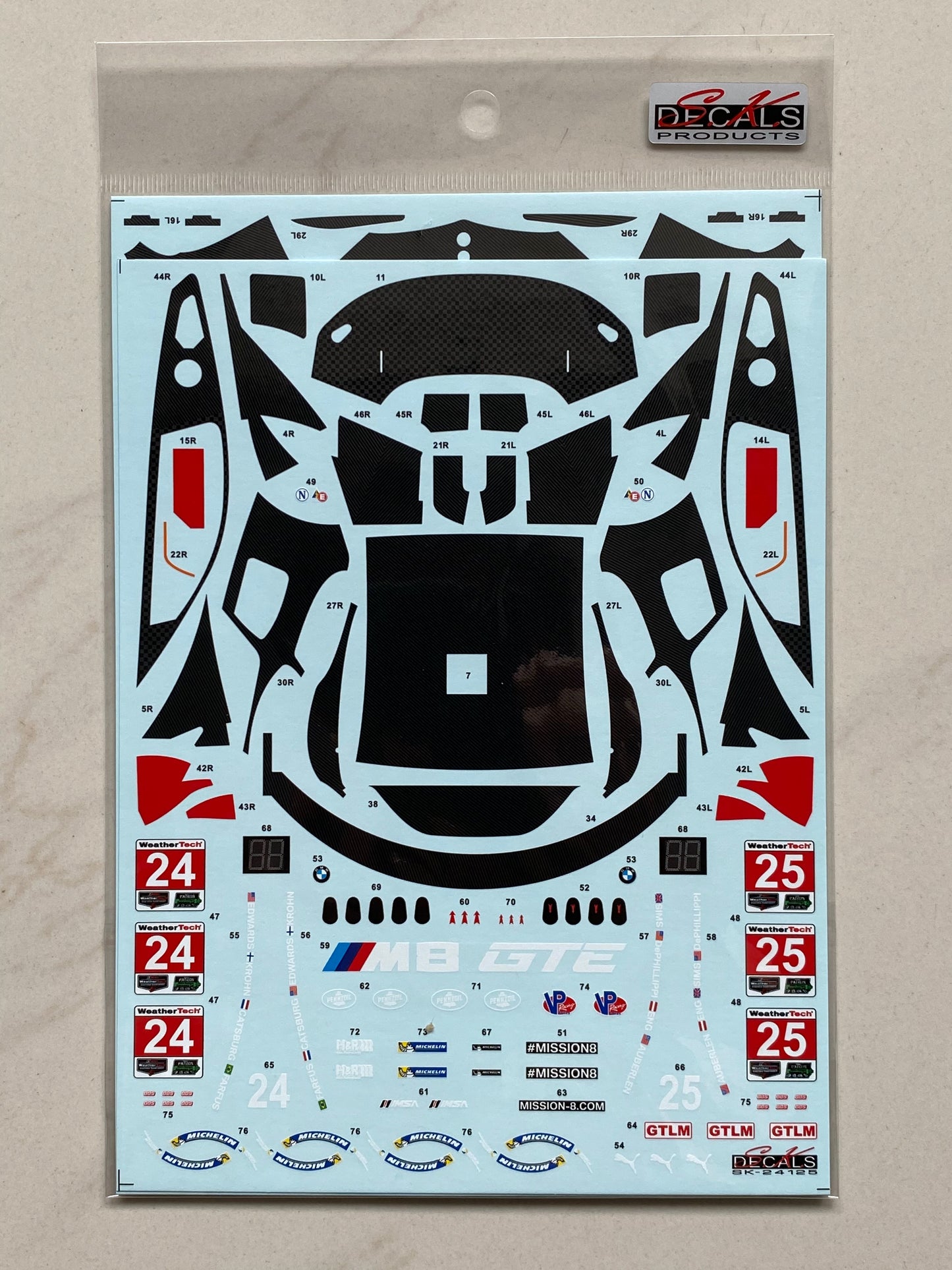 S.K. Decals 1:24 BMW M8 GTE WeatherTech SportsCar Championship Rolex 24 at Daytona 2018 Team RLL Test Car