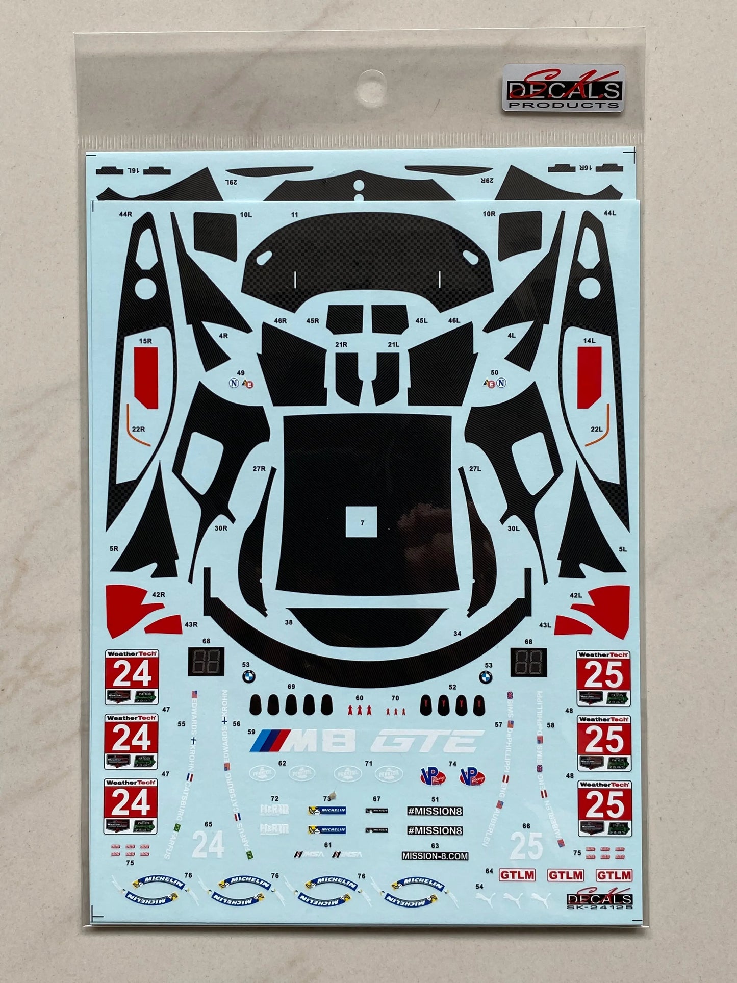 S.K. Decals 1:24 BMW M8 GTE WeatherTech SportsCar Championship Rolex 24 at Daytona 2018 Team RLL Test Car S.K. Decals