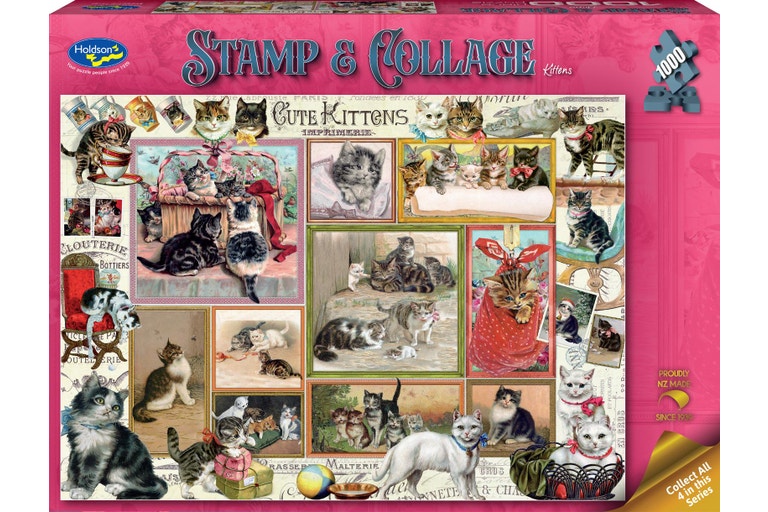 Holdson 1000 Piece Jigsaw Puzzle Stamp & Collage Kittens Holdson