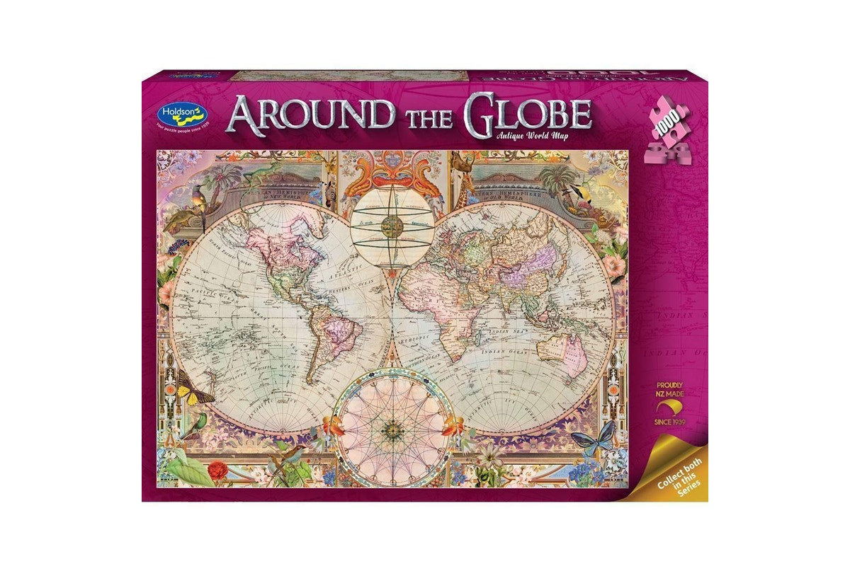 Holdson 1000 Piece Jigsaw Puzzle Around the Globe Antique World Map Holdson