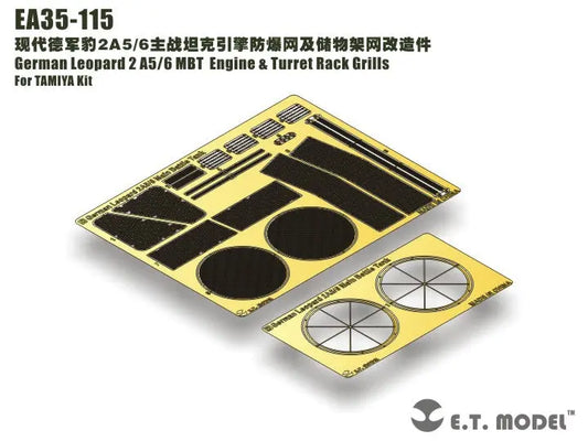 E.T. Model 1:35 German Leopard 2 A5/6 MBT  Engine & Turret Rack Grills E.T. Model