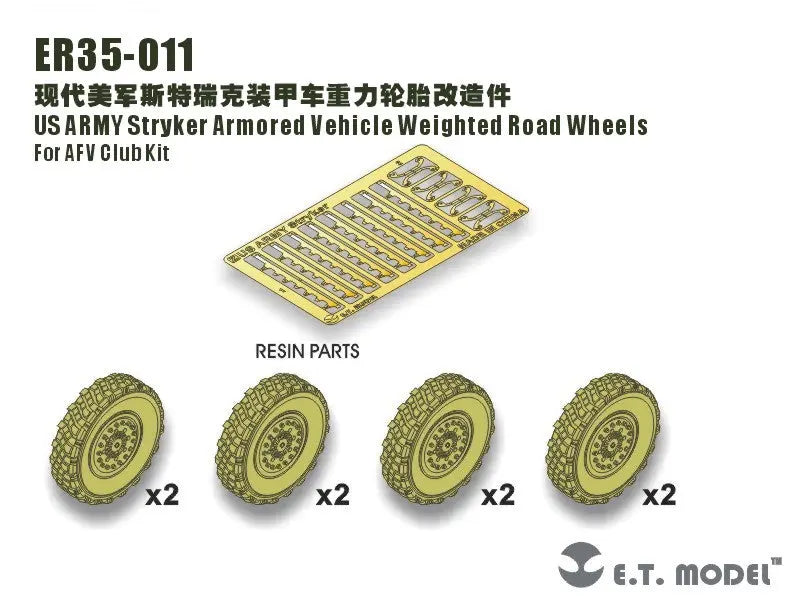 E.T. Model 1:35 US ARMY Stryker Armored Vehicle Weighted Road Wheels E.T. Model