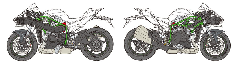Tamiya 1/12 Kawasaki Ninja H2 Carbon Plastic Model Kit Tamiya