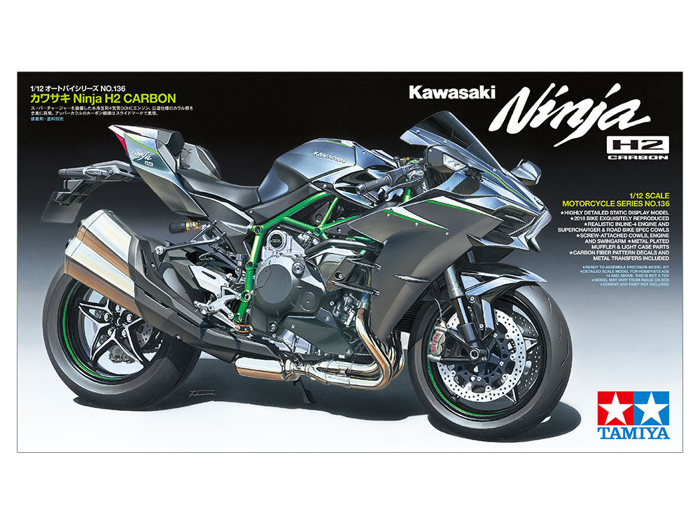Tamiya 1/12 Kawasaki Ninja H2 Carbon Plastic Model Kit Tamiya