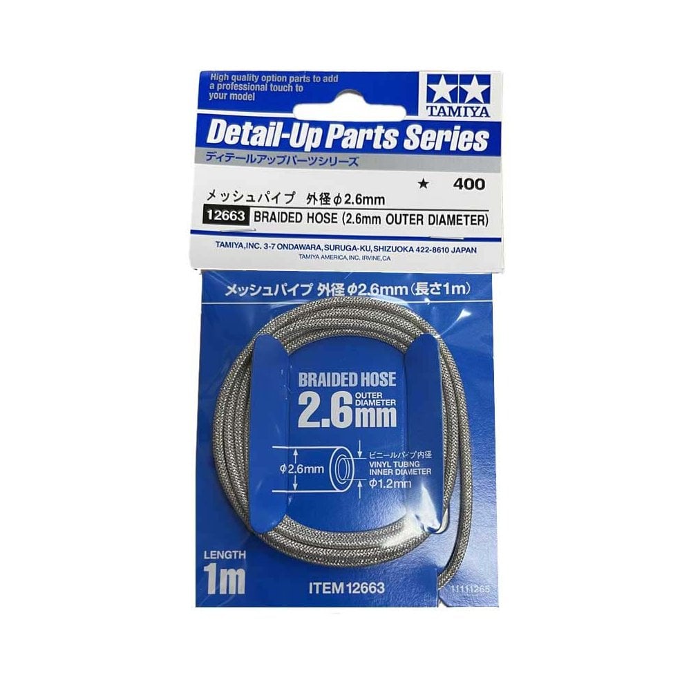 Tamiya #12663 Detail-Up Braided Hose (2.6mm OUTER DIAMETER)